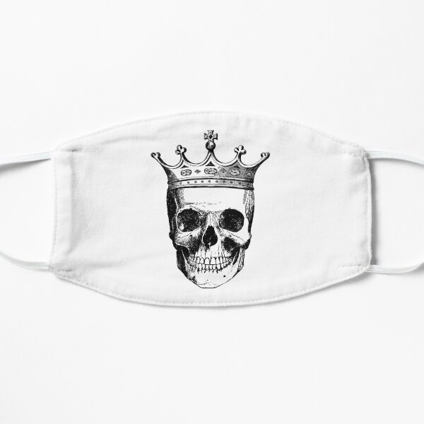 Skull King | Skull with Crown | Skull Wearing a Crown | Vintage Skulls | Black and White |  Flat Mask