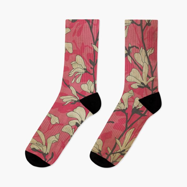 Item preview, Kitschy Vintage Magnolia Pattern in Pink and White designed and sold by Lori-Goree.