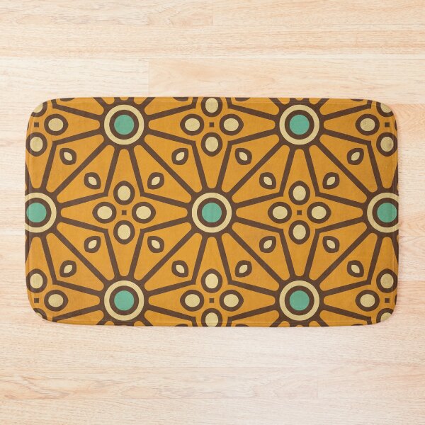 Item preview, Kitschy Mid Century Pattern in Mustard and Aqua designed and sold by Lori-Goree.