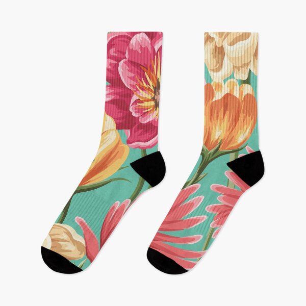 Item preview, Kitschy Nineties Flower Pattern in Pink and Aqua designed and sold by Lori-Goree.