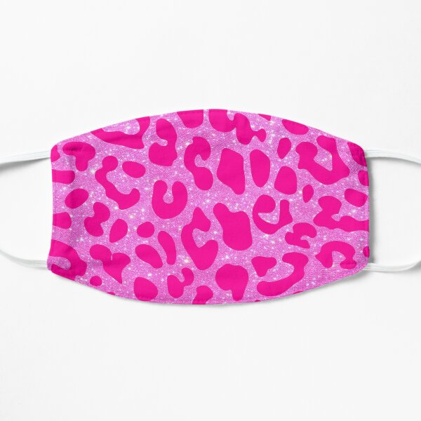 pink glittery cheetah mask Flat Mask