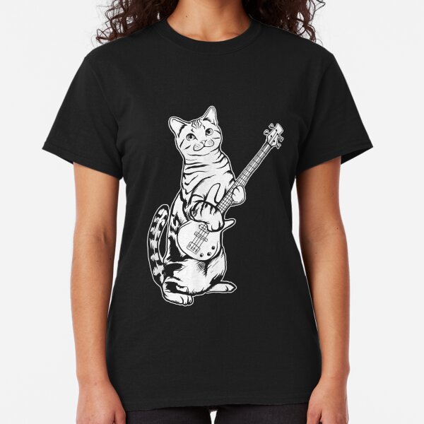 Funny Cat Playing Bass Cool Musician Classic T-Shirt