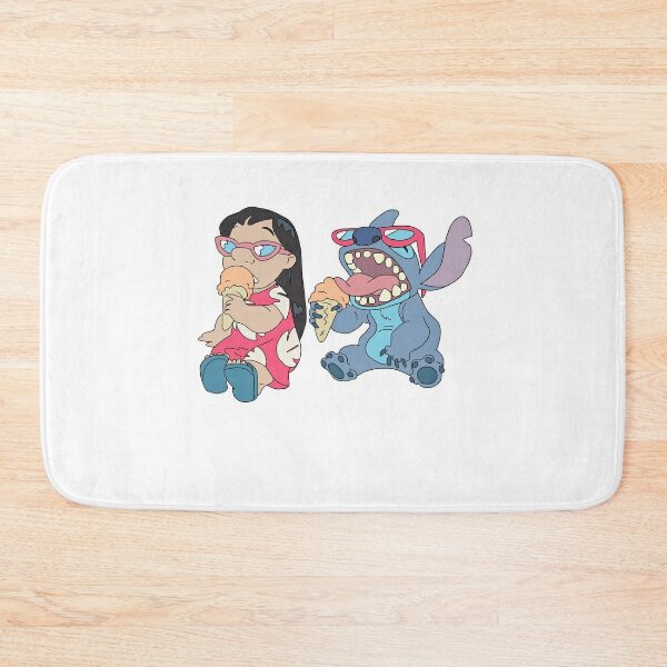 We Love Stitch Cartoon Character Shower Curtain,Bath Mats Rugs