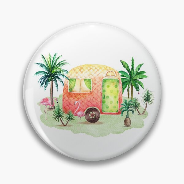 Item preview, Tropical Paradise Flamingo Vintage Glamper Camper designed and sold by ReefCoast.