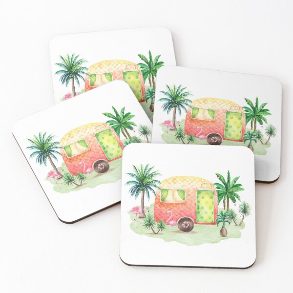 Item preview, Tropical Paradise Flamingo Vintage Glamper Camper designed and sold by ReefCoast.