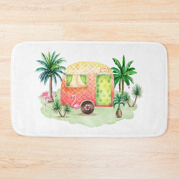 Item preview, Tropical Paradise Flamingo Vintage Glamper Camper designed and sold by ReefCoast.