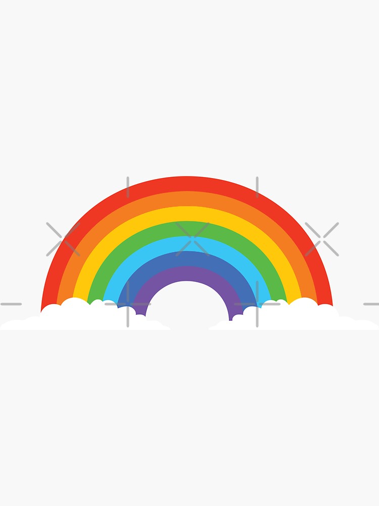 Rainbow Sticker With Clouds