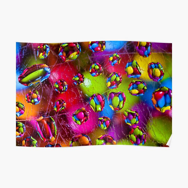 'Colourful Excitement', Smarties Reflections of the Rainbow. Macro Poster