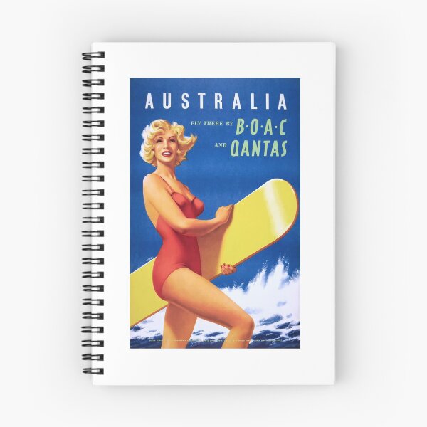 Aperçu de l'œuvre Affiche de vol en Australie de 1956 avec la compagnie aérienne BOAC et Qantas créée et vendue par retrographics.
