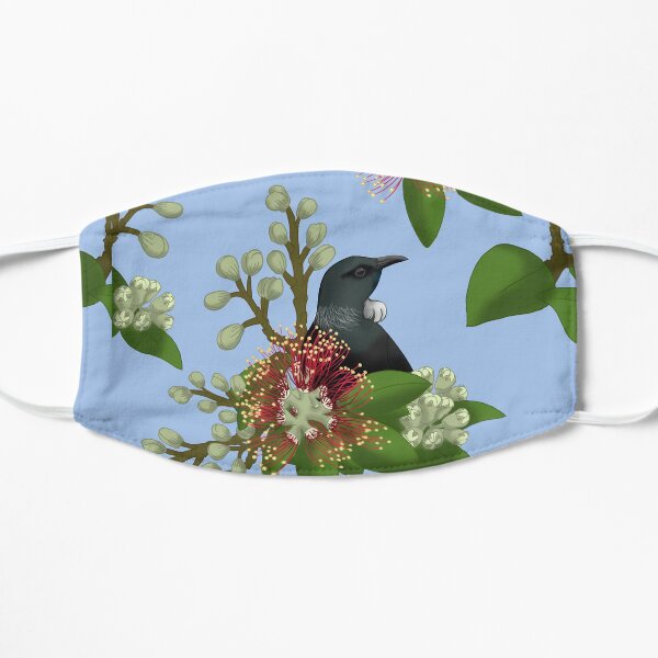 Tui in Pohutukawa Flat Mask