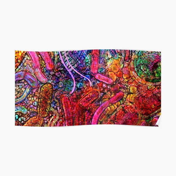 Gut Microbiome Electric Probiotic Watercolour Poster