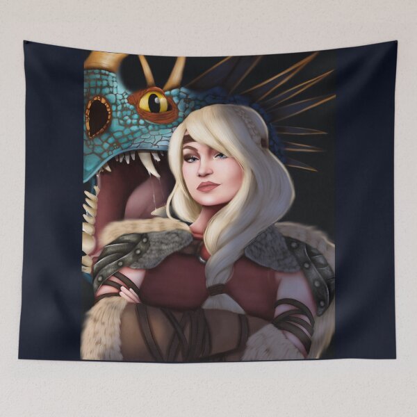 Item preview, Viking, female, dragon, dragons, strong, lead, protagonist, scales, flying, blonde, portrait, digital art, artist, artists, designed and sold by WIKEDPrints.