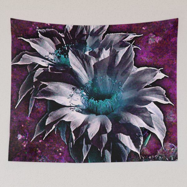 Item preview, Cactus flowers Purple Teal shades by Iritof designed and sold by iritof.