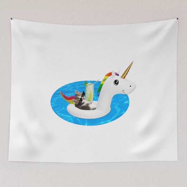 Item preview, Pool Party Cat With Unicorn Float Funny Summer  designed and sold by noirty.