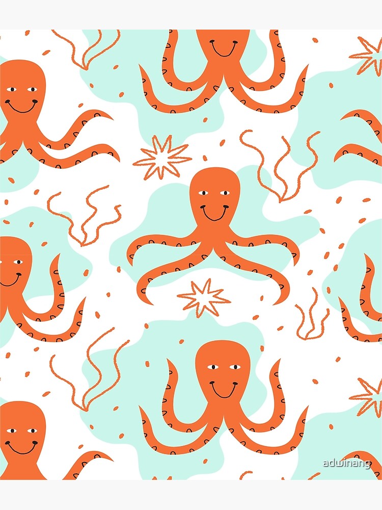 Orange Octopus With 4 Legs Poster For Sale By Adwinang Redbubble 7332