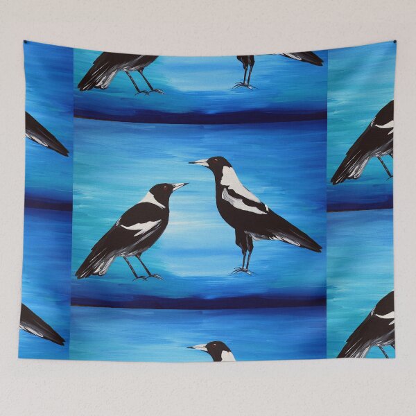 Item preview, magpies and blue sky designed and sold by cathyjacobs.