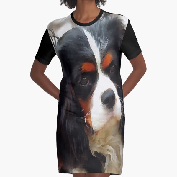 Portrait Of A King Charles Cavalier Spaniel Graphic T-Shirt Dress