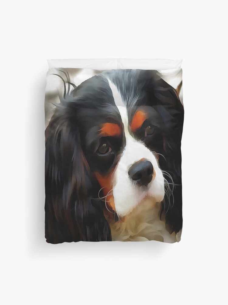 King Charles Cavalier Spaniel Puppies Cushion Cover Black Ruby White Photo Print 