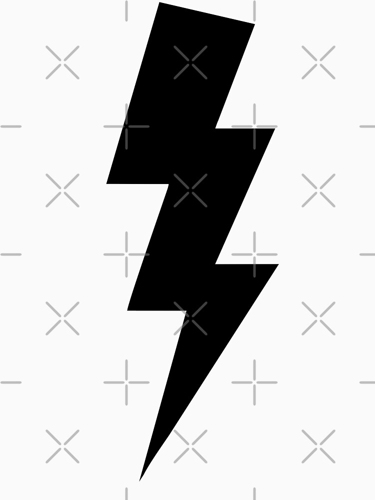 "Big Black Lightning Bolt Zigzag Thunder Electricity Sign Symbol " T