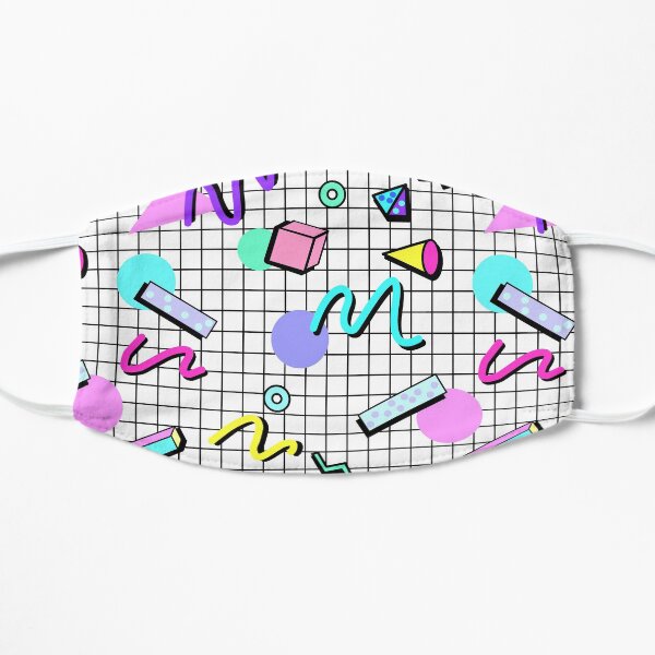 80s Retro Party Grid Design (White BG) Mask