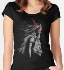 Mononoke Wolf Anime Tra Digital Painting Women's Fitted Scoop T-Shirt