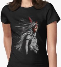 Mononoke Wolf Anime Tra Digital Painting Women's Fitted T-Shirt