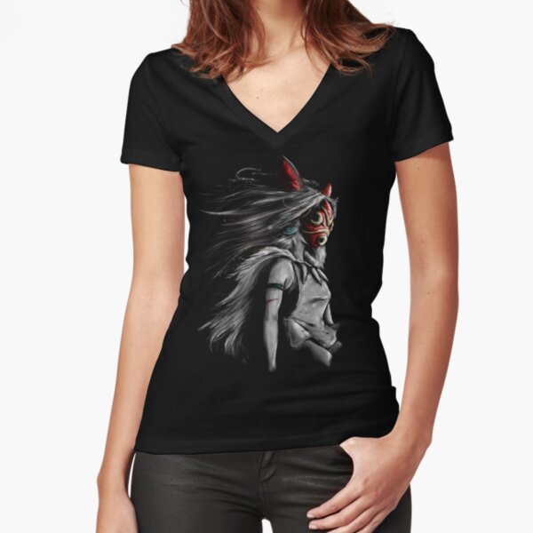 Fury of the Princess Anime Digital Painting Fitted V-Neck T-Shirt