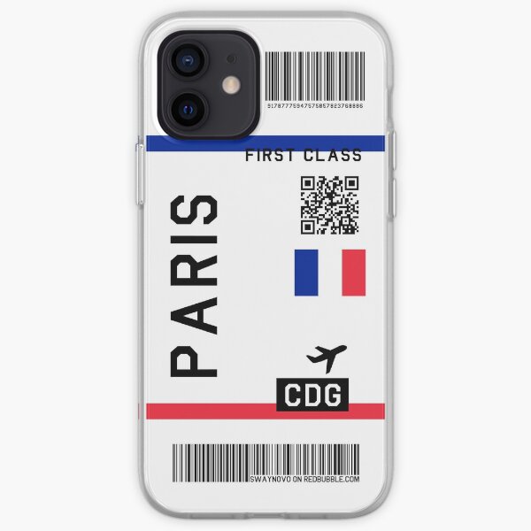Boleto aéreo Paris Funda blanda para iPhone