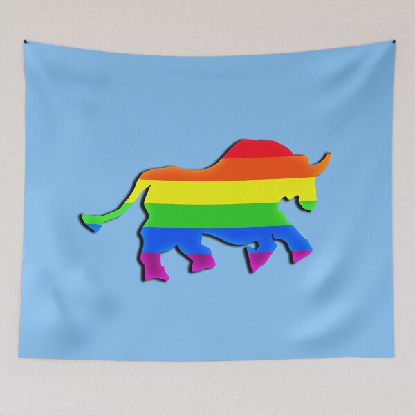 Item preview, symbol of the bull of 2021, on a blue background, LGBT theme designed and sold by vilma3000.