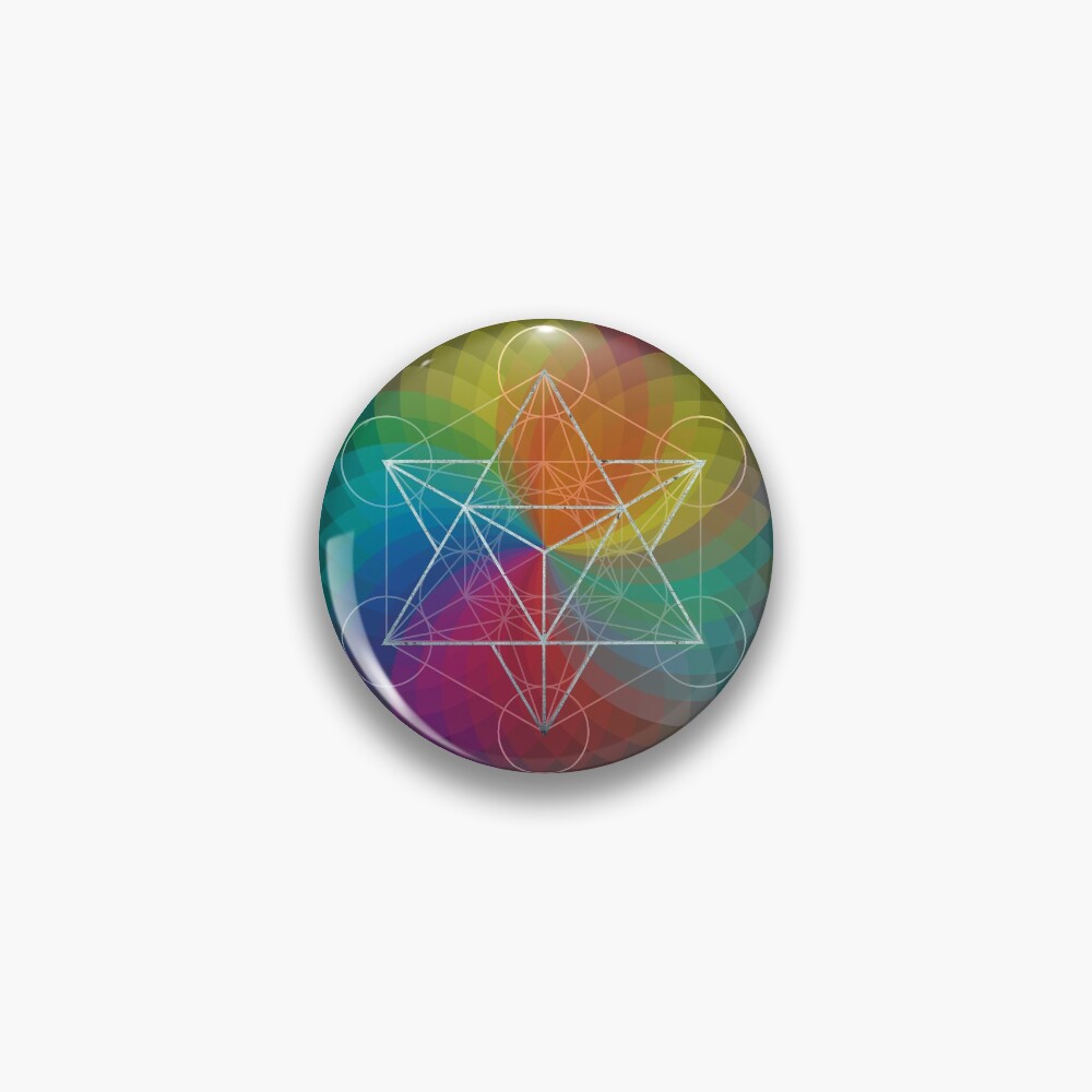 "Metatron's Cube Rainbow Chakra " Pin for Sale by Bluepress Redbubble