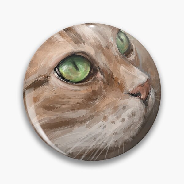 Item preview, Painting of a Blonde Cat with Bright Green Eyes Looking to the Side designed and sold by ibadishi.