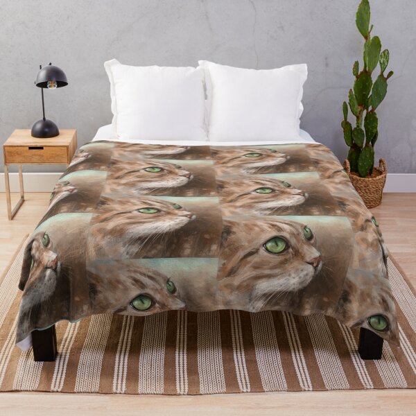 Item preview, Painting of a Blonde Cat with Bright Green Eyes Looking to the Side designed and sold by ibadishi.