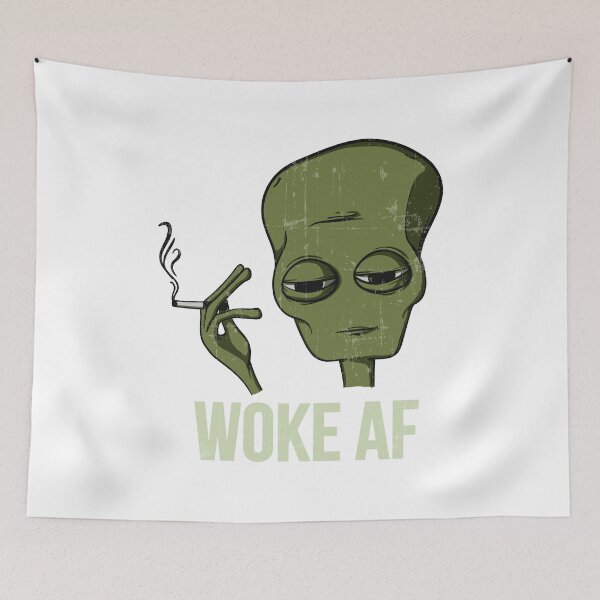 Item preview, Woke Af Smoking Alien Funny Chilled Aware Tee designed and sold by noirty.