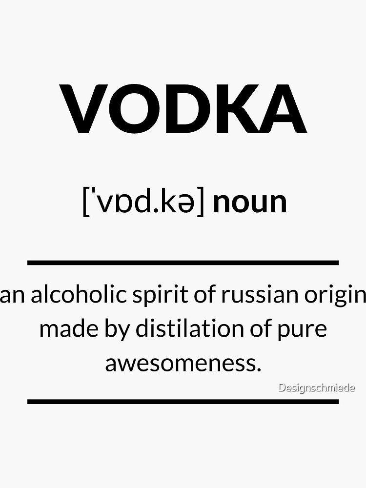 "Vodka Definition Dictionary Collection" Sticker by Designschmiede Redbubble