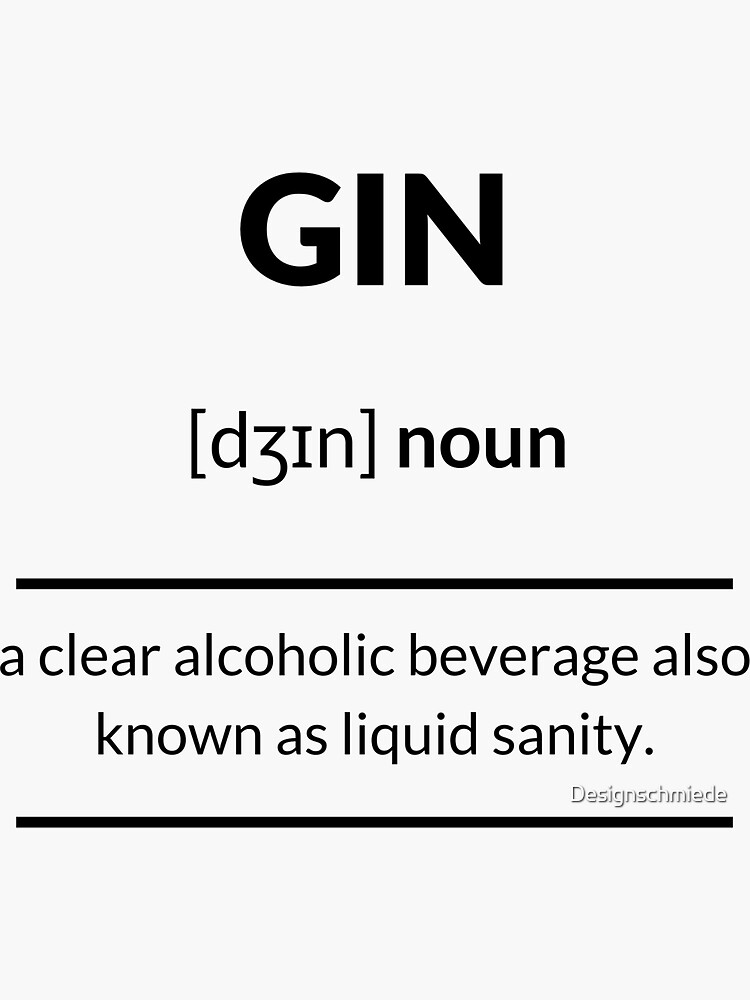 "Gin Definition Dictionary Collection" Sticker by Designschmiede Redbubble