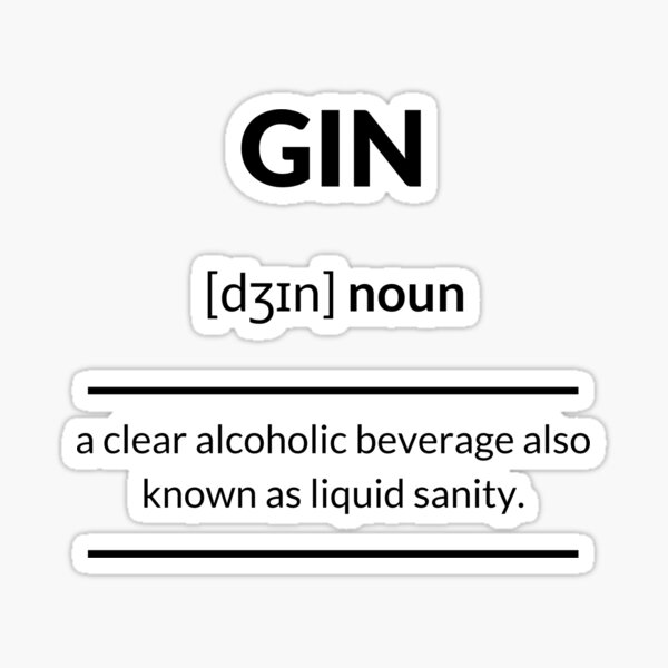 "Gin Definition Dictionary Collection" Sticker by Designschmiede