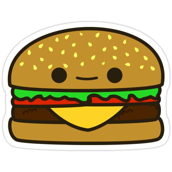 Yummy Kawaii Burger Stickers By Peppermintpopuk Redbubble