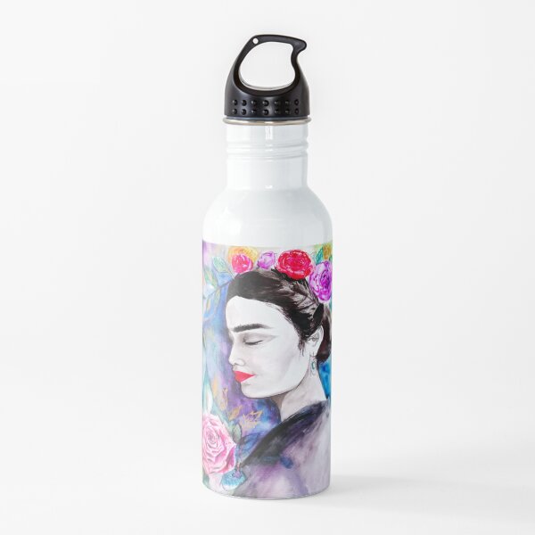 Frida Kahlo avec des fleurs portrait en aquarelle Gourde