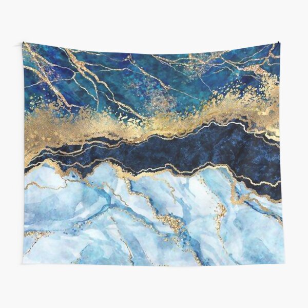 Gold And Blue Marble Tapestry