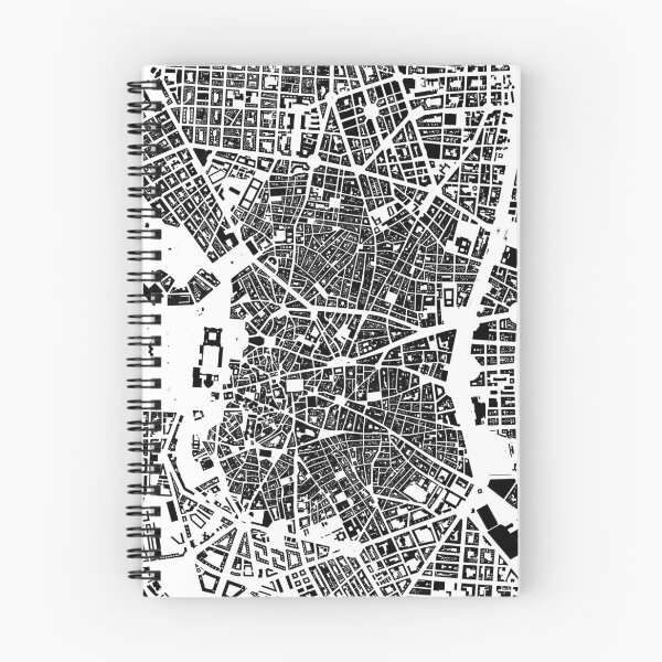 Aperçu de l'œuvre Plan de la ville de Madrid en noir et blanc créée et vendue par Intrepix.