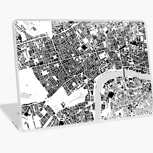 London black & white building city map Laptop Skin