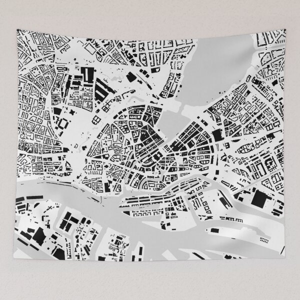 Item preview, Hamburg black & white building city map designed and sold by Intrepix.