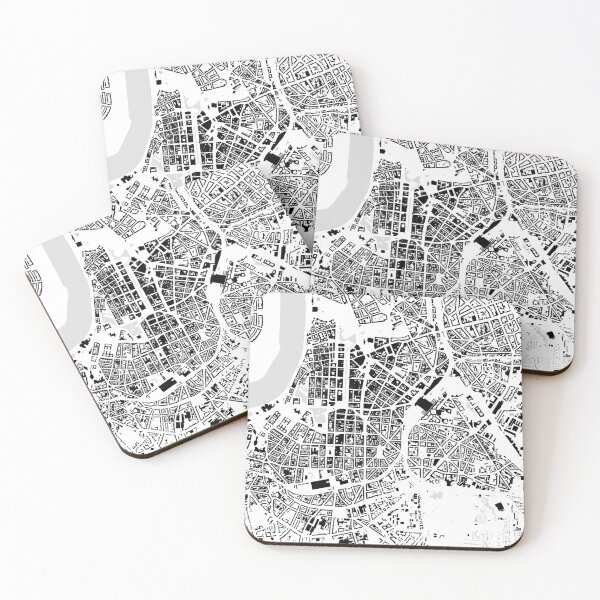 Item preview, Düsseldorf black & white building city map designed and sold by Intrepix.