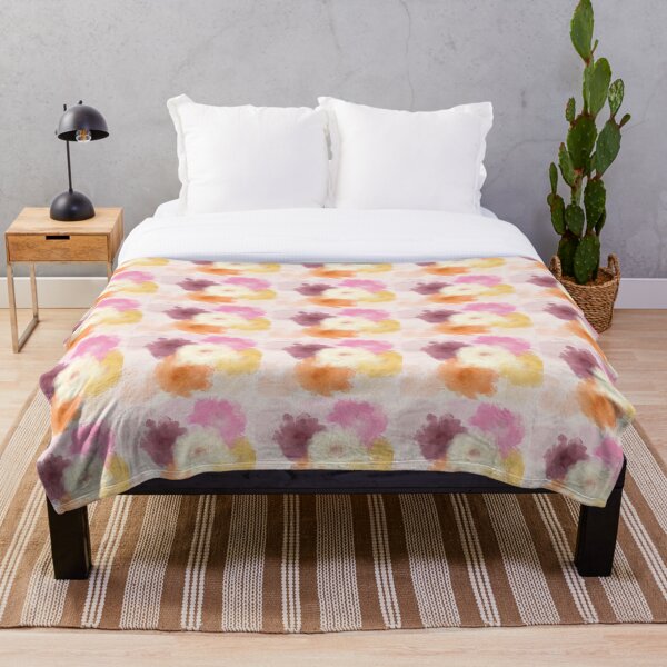 Soft Watercolor Rose Pattern Throw Blanket