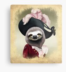 Aristocratic Lady Sloth Oil Painting Style Portrait Metal Print