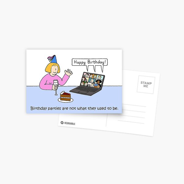 Coronavirus Socially Distanced Virtual Birthday Party Cartoon Postcard By Katetaylor Redbubble