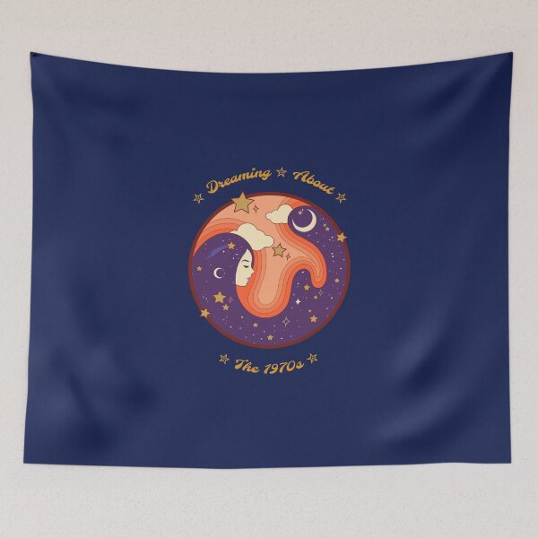 Item preview, Dreaming about the 1970s Moon and Stars 1970 Vintage Illustration designed and sold by javes93.