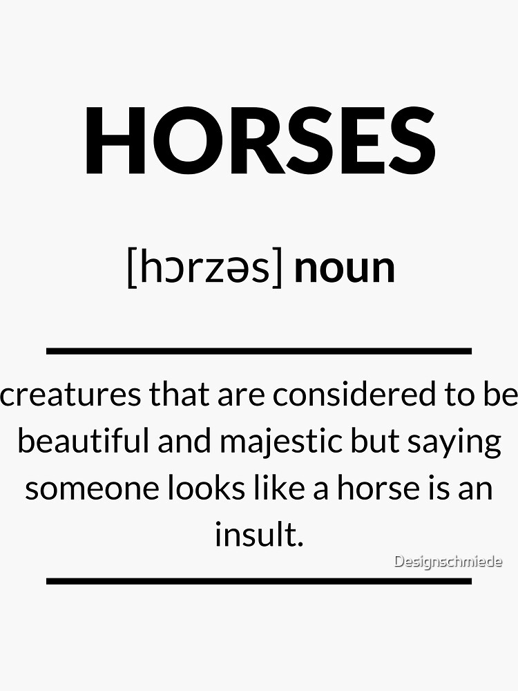"Horses Definition Dictionary Collection" Sticker by Designschmiede