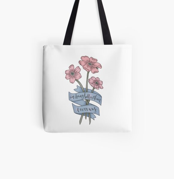 Taylor Swift Albums As Books Flower Canvas Tote Bag