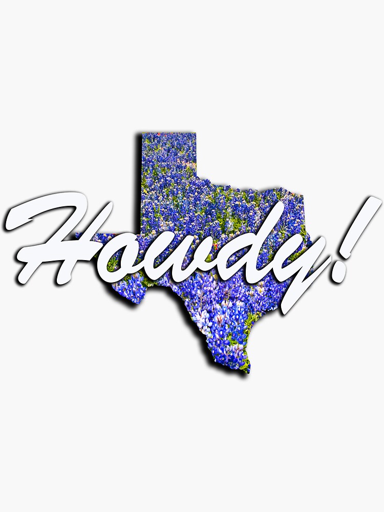 Thumbnail 3 of 3, Sticker, Texas Map Bluebonnets HOWDY! designed and sold by Warren Paul Harris.